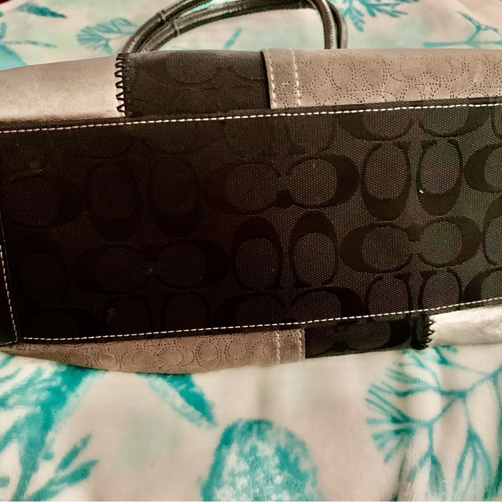 Coach Black And Gray Leather Patchwork Handbag Pu… - image 2